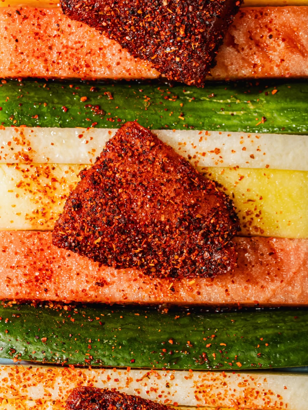 Puesto's Mexican street fruit: watermelon, cucumber and jicama dusted with chile